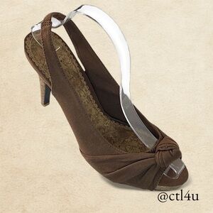 Fioni Brown Peep Toe Heels Size 9